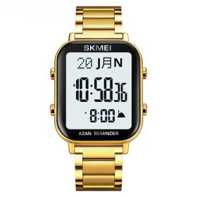 Men's Multi-functional Steel Band Square Watch (Color: Gold)