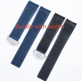 Rubber Silicone Strap Suitable For Tigehao Ya Jing Submersible Waterproof Sports 21 22mm (Option: Black Without Buckle-21mm-Buckle with watch)