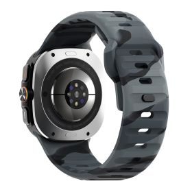 Applicable Watch Ultra Wave Reverse Buckle Silicone 47mm Strap (Option: Black And Gray Camouflage-Samsung Ultra47mm)