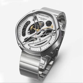 Men's Hollowed Out Alien High-end Watch (Option: Crescent white steel strip)