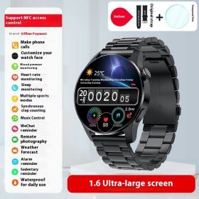 Sports Bracelet Smart Watch Male Blood Pressure Bluetooth (Option: Coarse Fine Steel Black)