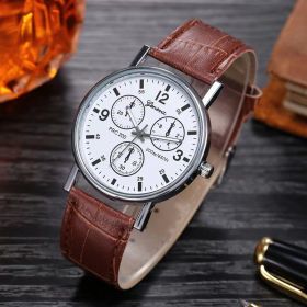 Fashion Casual All-matching Men's Quartz Watch (Option: Brown With White)