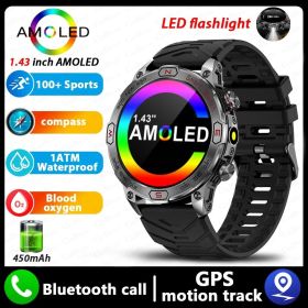 Smart Watch HD AMLOED Screen Bluetooth Calling Sports Watch (Option: Black Shell Black Silicone)