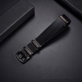 Retro Top Layer Cow Leather Watch Strap (Option: Black Black Buttons-24mm)